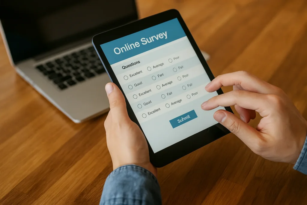 Répondre à un questionnaire en ligne sur tablette – meilleur site de sondage rémunéré PayPal